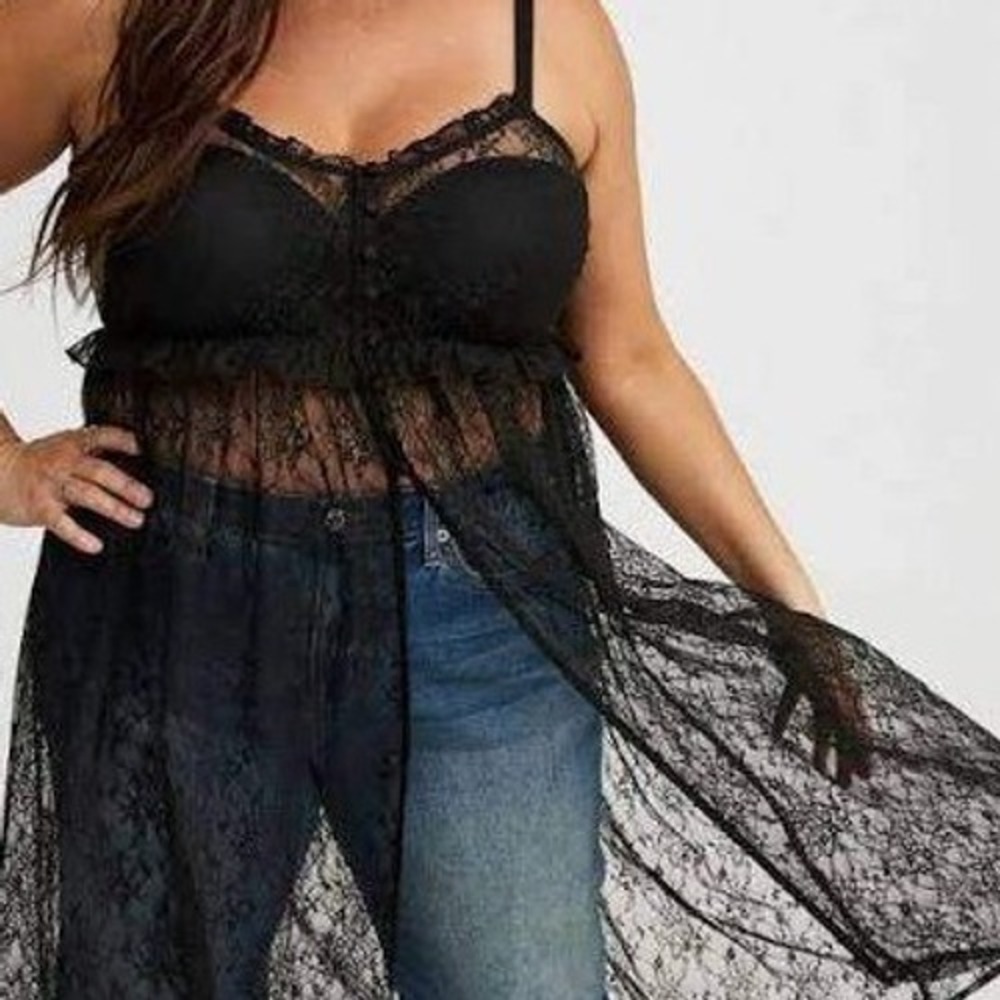 Torrid Lace Tunic Top Sleeveless Whimsygoth Sheer Open Front Dress Womens 5X